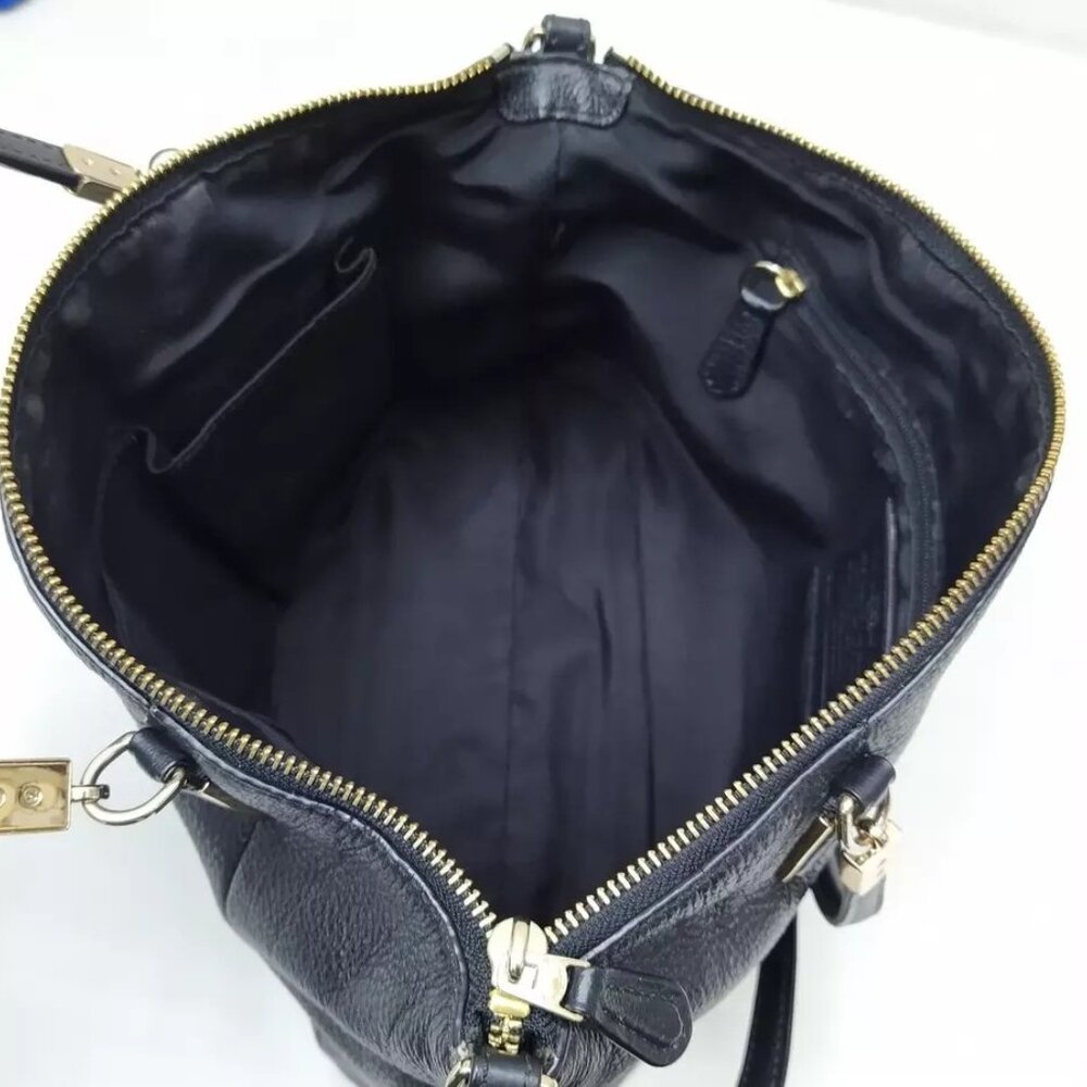 Coach Black Pebbled Leather Crossbody Tote - Picture 12 of 13